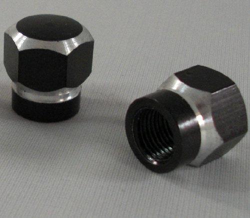 2 billet aluminum "black hex" tire valve stem caps for yamaha motorcycle rims