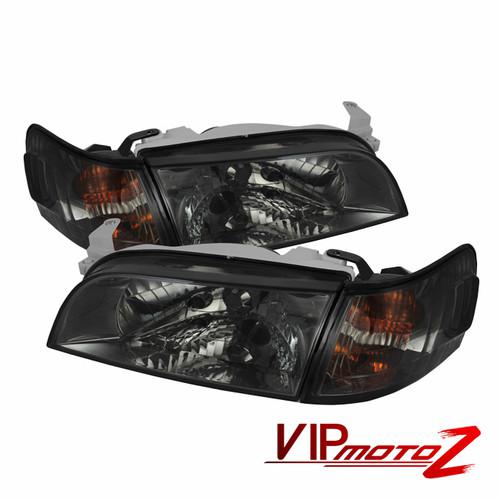 93-97 toyota corolla smoke titanium headlights+amber corner turn signal lamp set