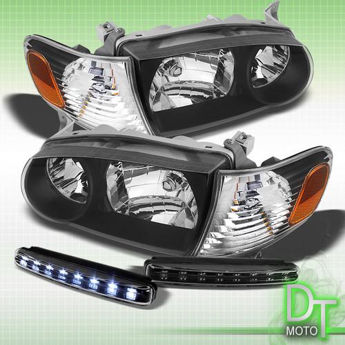 Drl led bumper fog+black 01-02 corolla crystal headlights w/ corner lamps pair