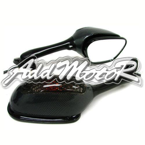 Black integrated turn signal mirrors fit gsxr 600 750 1000 k5 k6 k7 k8 k9 06-12