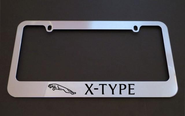 1 brand new jaguar x-type chrome metal license plate frames + screw caps