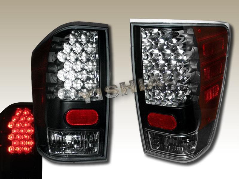 04-08 titan led tail lights rear trunk jdm lamps black