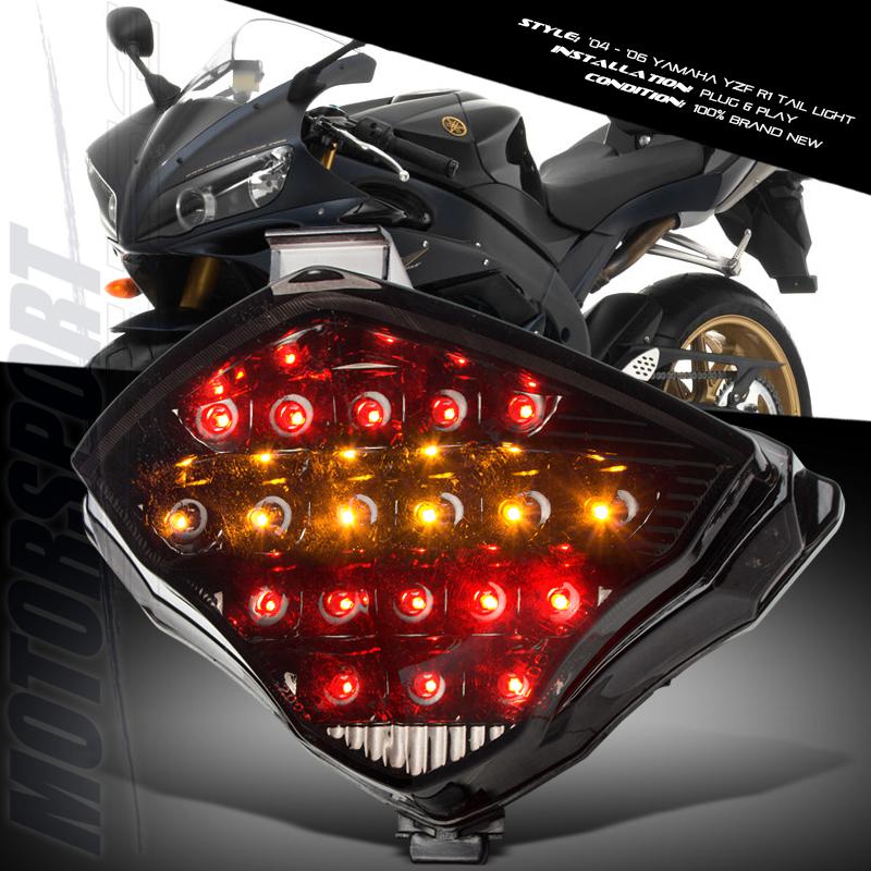 04-06 yamaha yzf r1 smoke lense led tail light integrated turn indicator signal