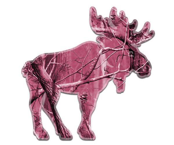 Moose decal 5"x5" pink hunting camo bull hunter vinyl bumper sticker (rh) zu1