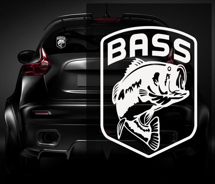 Bass masters decal white 5"x3.7" largemouth fishing vinyl car sticker zu1