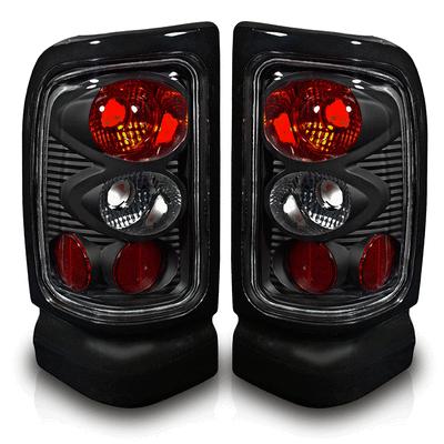 94-01 dodge ram tail lights black housing clear lens tail lamps pair