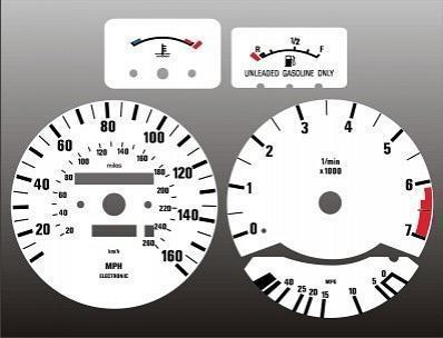 1982-1988 bmw e28 instrument cluster white face gauges 5 series e24