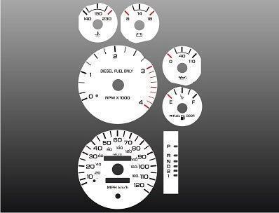 1994-1997 dodge ram diesel cummins instrument cluster white face gauges 94-97