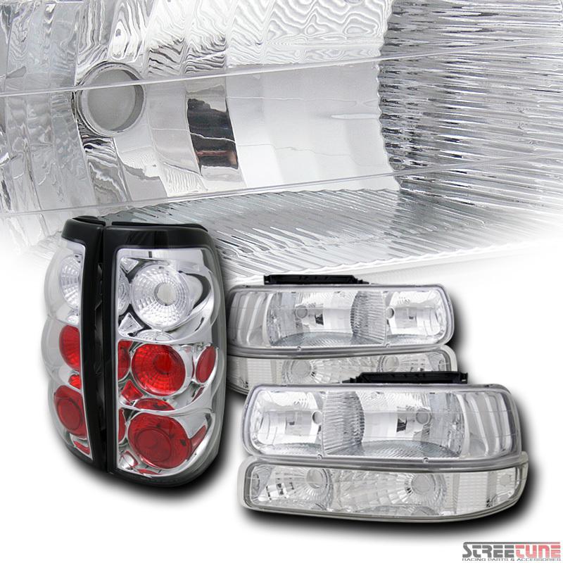 Chrome headlights+parking bumper aw+altezza taillights jy 99-02 chevy silverado