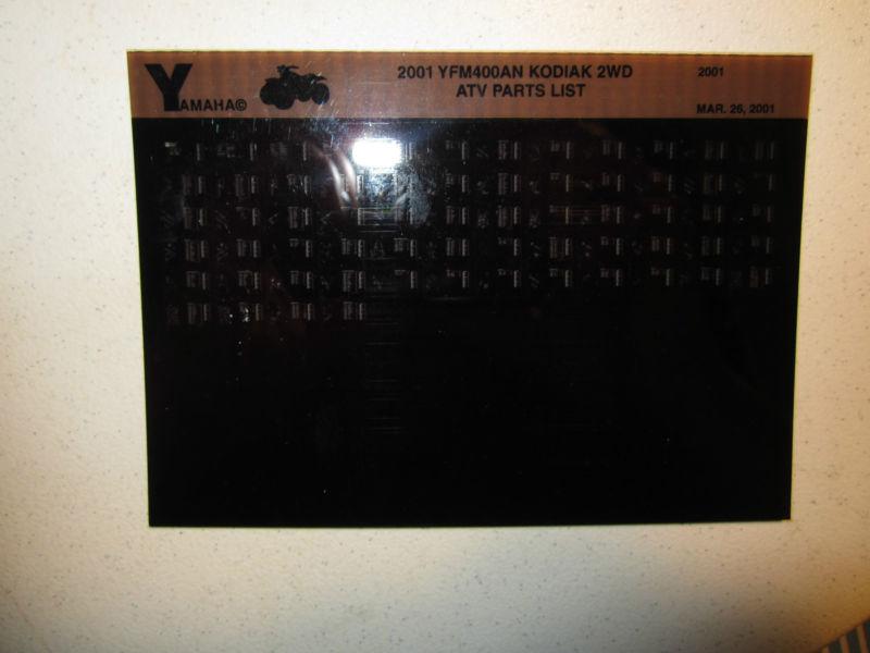 2001 yamaha atv yfm400an kodiak 2wd microfiche parts list catalog yfm 400 an