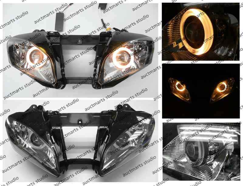 Yamaha yzf r6 2006-2007 halo angel eye projector bi-xenon headlamp yellow d