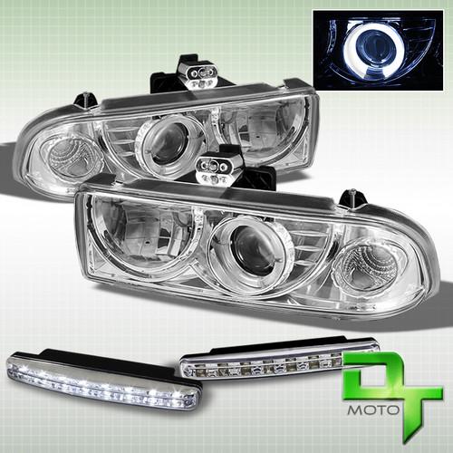 Drl led bumper fog+98-04 chevy s10 blazer halo chrome projector headlights lamps