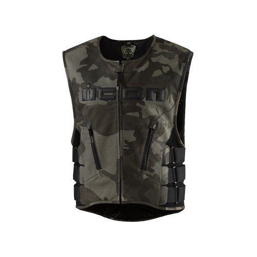 New icon regulator camo leather motorcycle vest black green adult 2x 3x 2xl 3xl