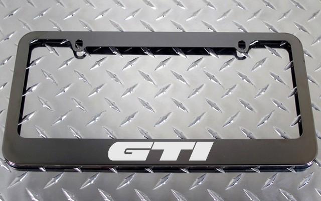 1 brand new volkswagen gti gunmetal license plate frame +screw caps