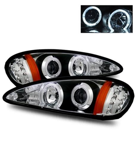 99-05 pontiac grand am led angel eye halo blackout projector headlights amber