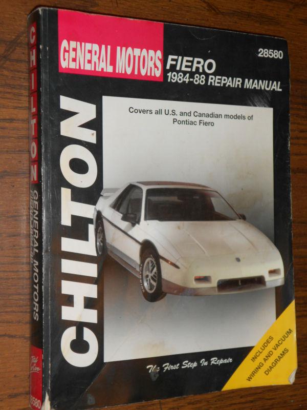 1984-1988 pontiac fiero shop book 88 87 86 85 84 chilton's service book