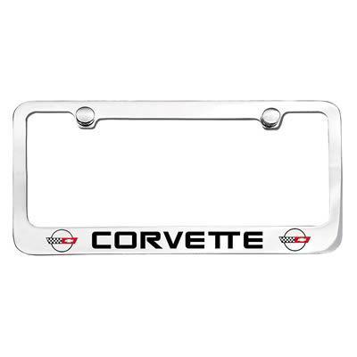 Ghh license plate frame brass chrome c4 style corvette script logo ea