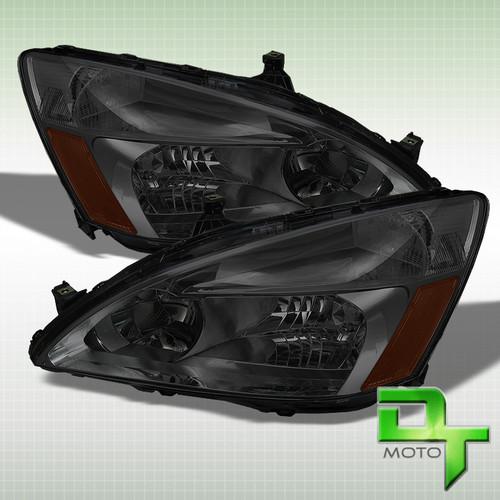 03-07 honda accord 2/4dr crystal smoked headlights lights lamps left+right pair