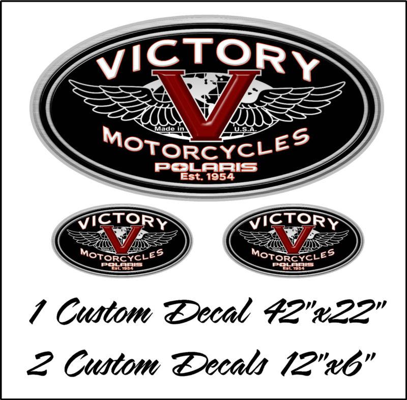 Victory motorcycle, trailer wall man cave graphic - burgundy oval 3pc oval kit