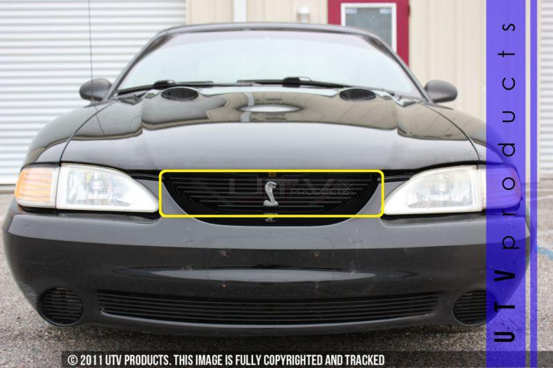 1994 - 1998 ford mustang cobra 1pc upper replace. black billet grille w/cobra