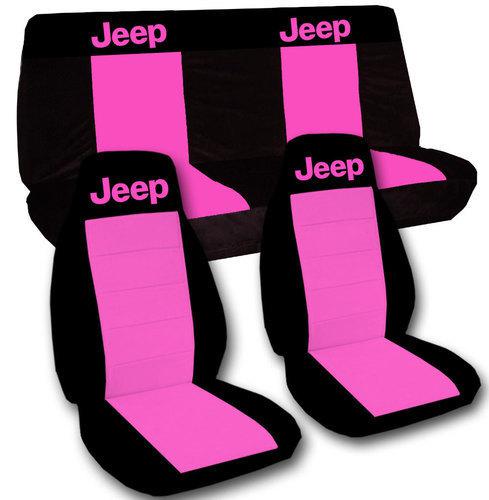 Jeep wrangler tj  car seat covers in black & hot pink with pink jeep 