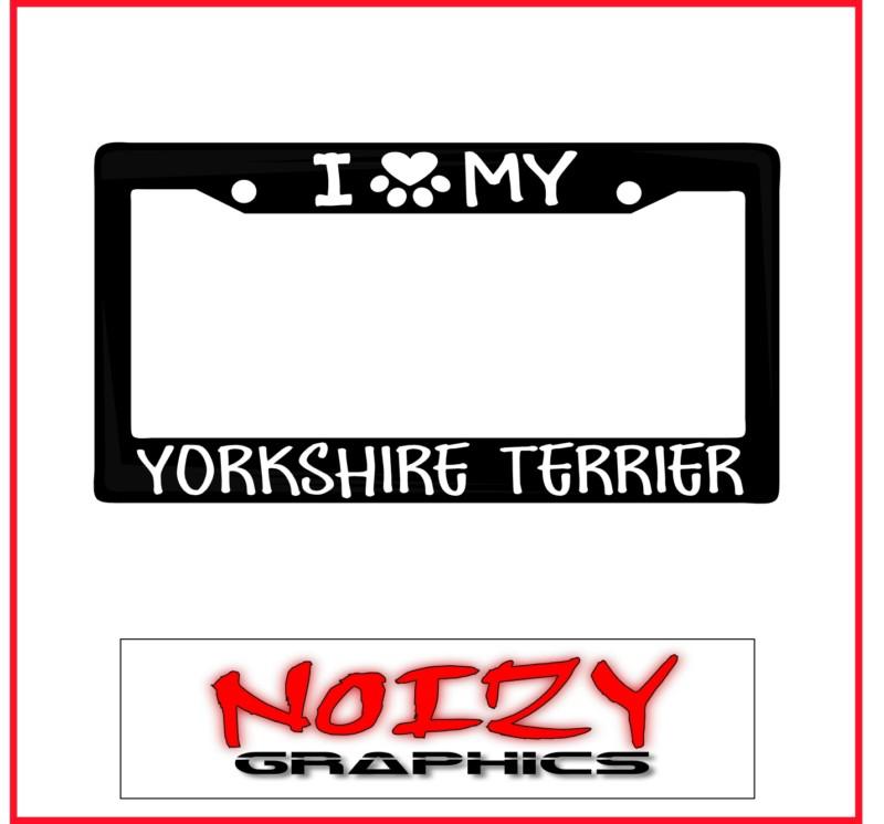 Family dog license plate car sticker decal frame i love paw my yorkshire terrier