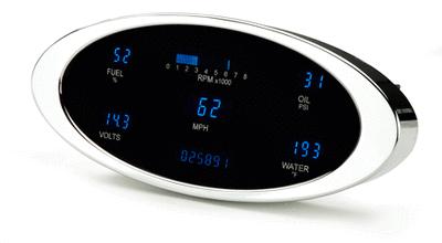 Dakota digital dash universal 5 gauge cluster oval chrome bezel vfd3-1011-c new