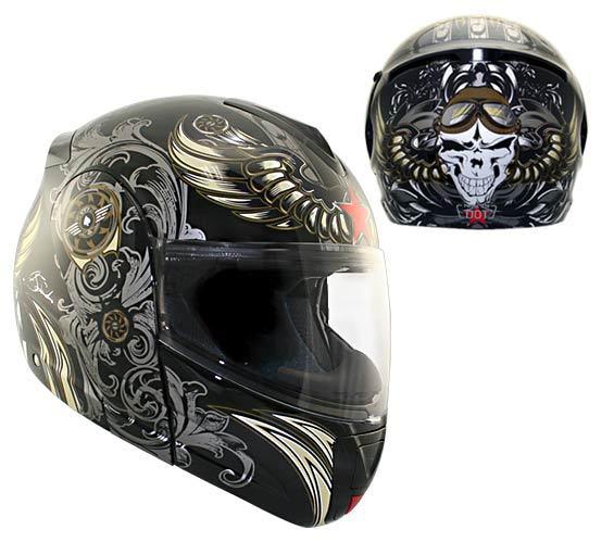 New hawk aviator skull dual visor full face motorcycle helmet biker s m l xl