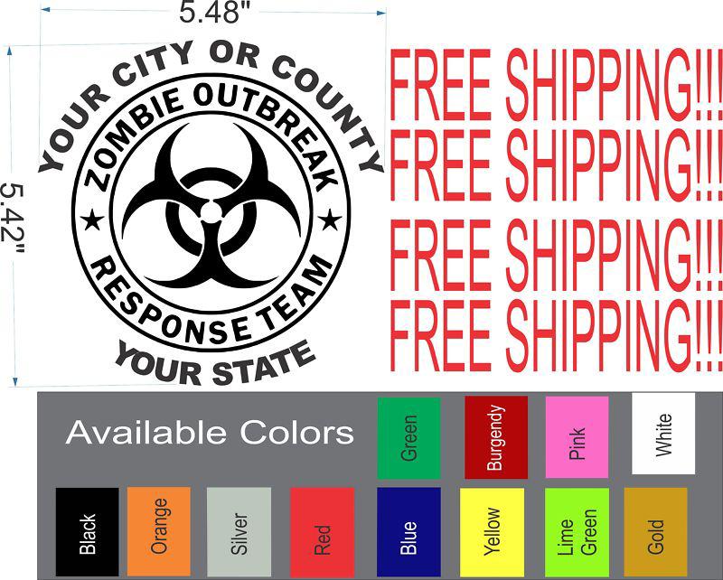 Zombie outbreak response team - custom-made vinyl sticker/decal