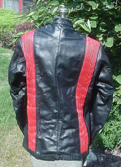 Vintage bates the hugger black&red leather cafe racer motorcycle biker jacket