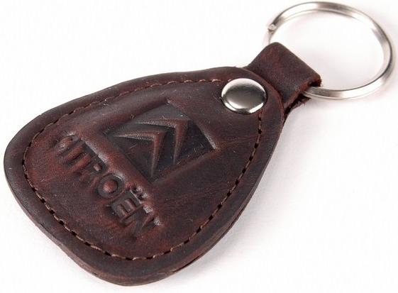 New leather brown keychain car logo citroen auto emblem keyring