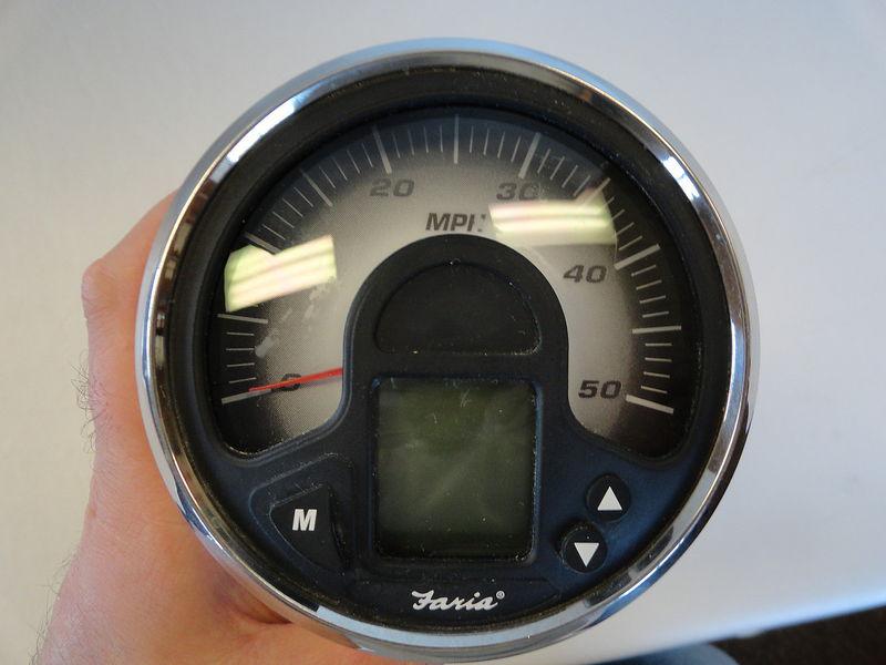 Faria speedometer digital gauge black face/ silver bezel ig1715a marine boat