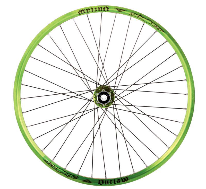 Oneal-mx/azonic outlaw wheelset 26-inch rims(front&rear wheels),ano green,135mm