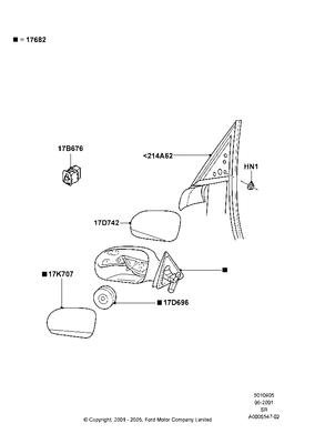 1w6z17682ba mirror assy rear view outer 04 thunderbird
