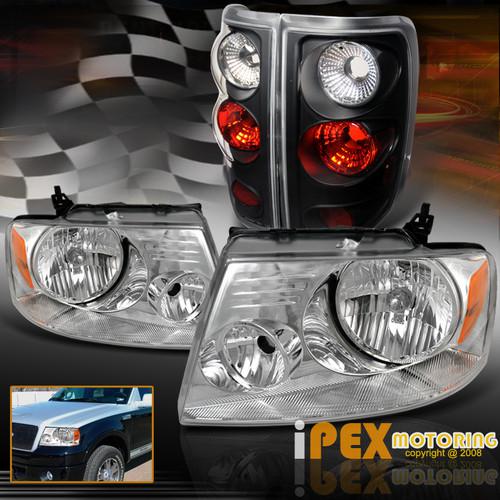 Nice combo 2004-2008 ford f150 f-150 xlt fx4 chrome head light + black tail lamp