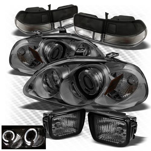 96-98 civic 2dr smoked projector headlights + altezza tail lights + fog lights