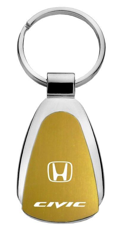 Honda civic gold gold tear drop metal key chain ring tag key fob logo lanyard