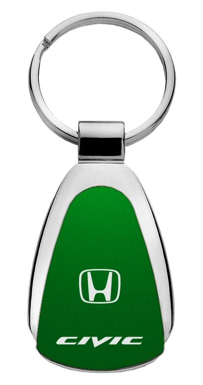 Honda civic green green tear drop metal key chain ring tag key fob logo lanyard