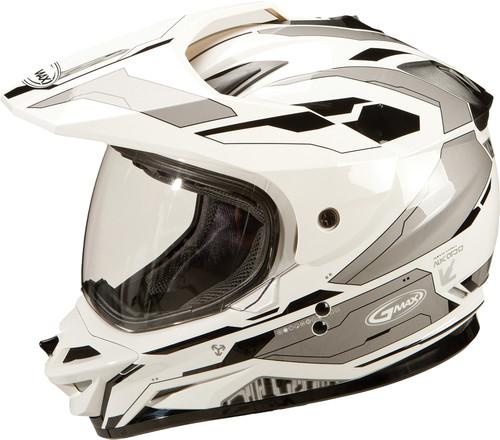 G-max gm11d dual sport edge graphic motorcycle helmet white/silver xx-large