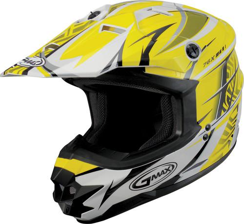 G-max gm76x player graphic motorcycle helmet yellow/white/black player x-small