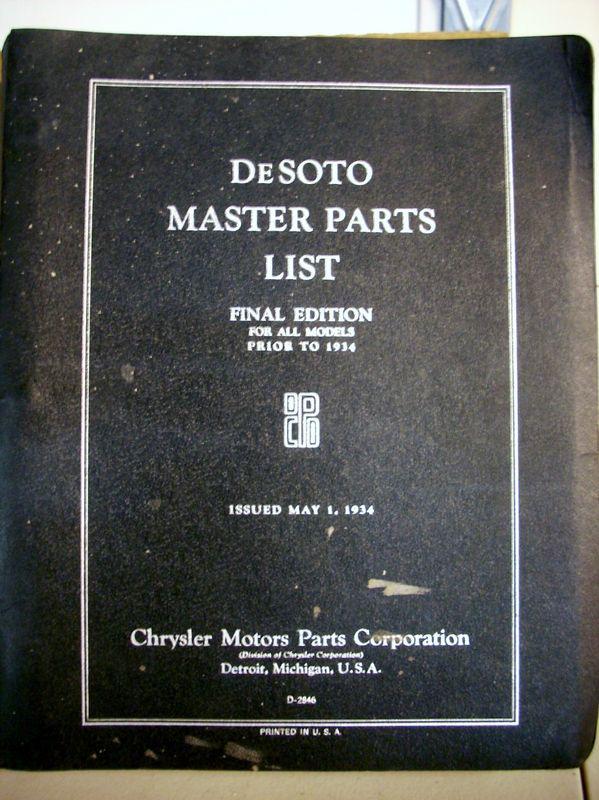 1928 1929 1930 1931 1932 1933 mopar desoto master parts book manual catalog