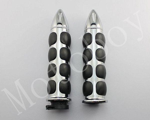 Chrome warhead 1" handlebar grips for harley dyna softail sportster touring