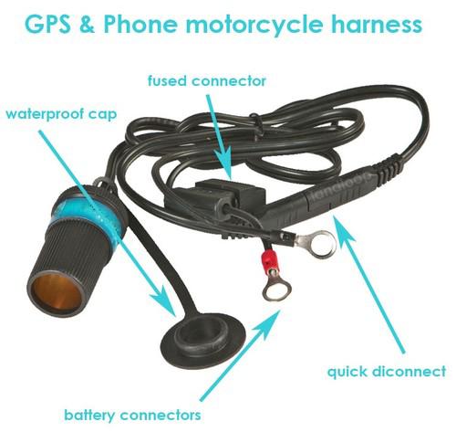 Motorcycle 12v power battery harness socket connector for gps mp3 radio charger