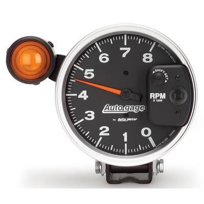 Auto gage monster shift-lite tachometer 0-8,000 5" dia black face 233905