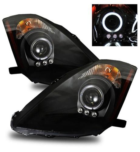 03-05 nissan 350z z33 (halogen) ccfl angel eye halo black projector headlights