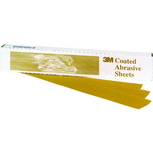 3m 220 grit production gold sandpaper 2 3/4" x 17.5" longboard sheet 50pk 2567