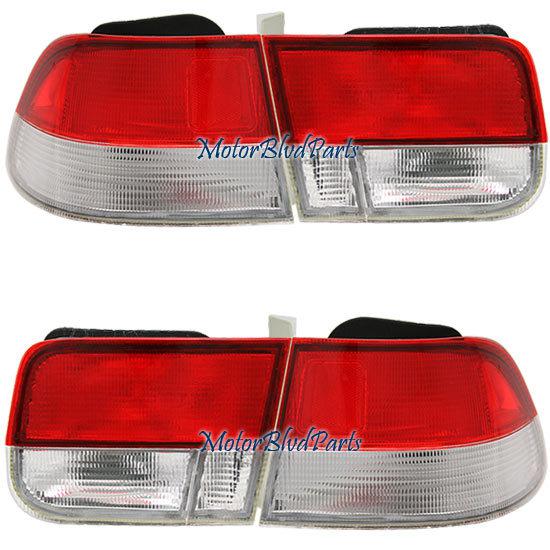 99-00 civic 2d tail lights rear lamps right+left 4 pc