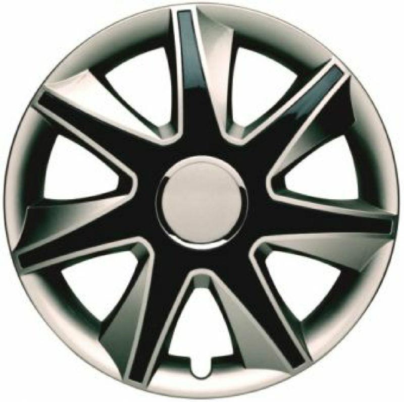 Set of 4 new european plastic wheel covers for 15" steel wheels - grey & black