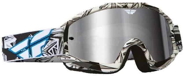 New 2014 fly racing zone pro mx/atv goggles- black white w/ chrome lens