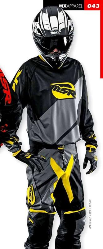 Msr renegade gear set blk/gry/ylw jersey, pant, glove new motorcross